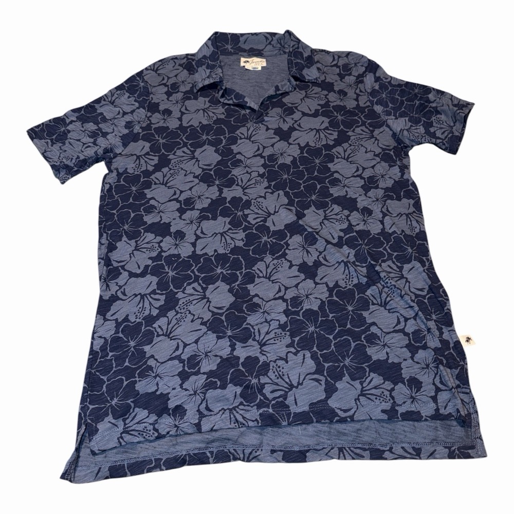 Trunks Surf and Swim CO. David Solid Woodcut Floral Polo Marine Size Small Beach